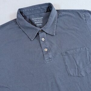 Outerknown Polo Shirt Mens Size XL Blue Organic Pima Cotton Short Sleeve Pocket